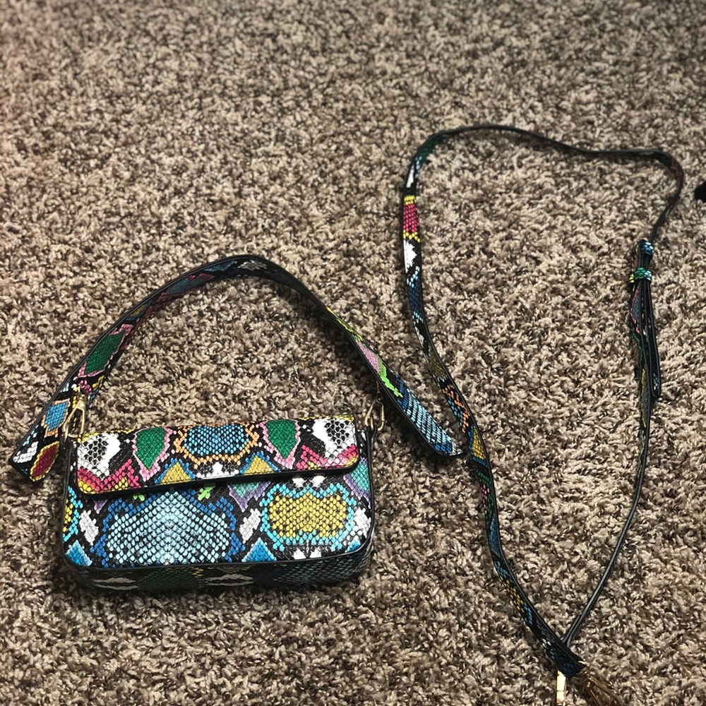 Fashion Nova Snake Print Multi Color Shoulder Bag